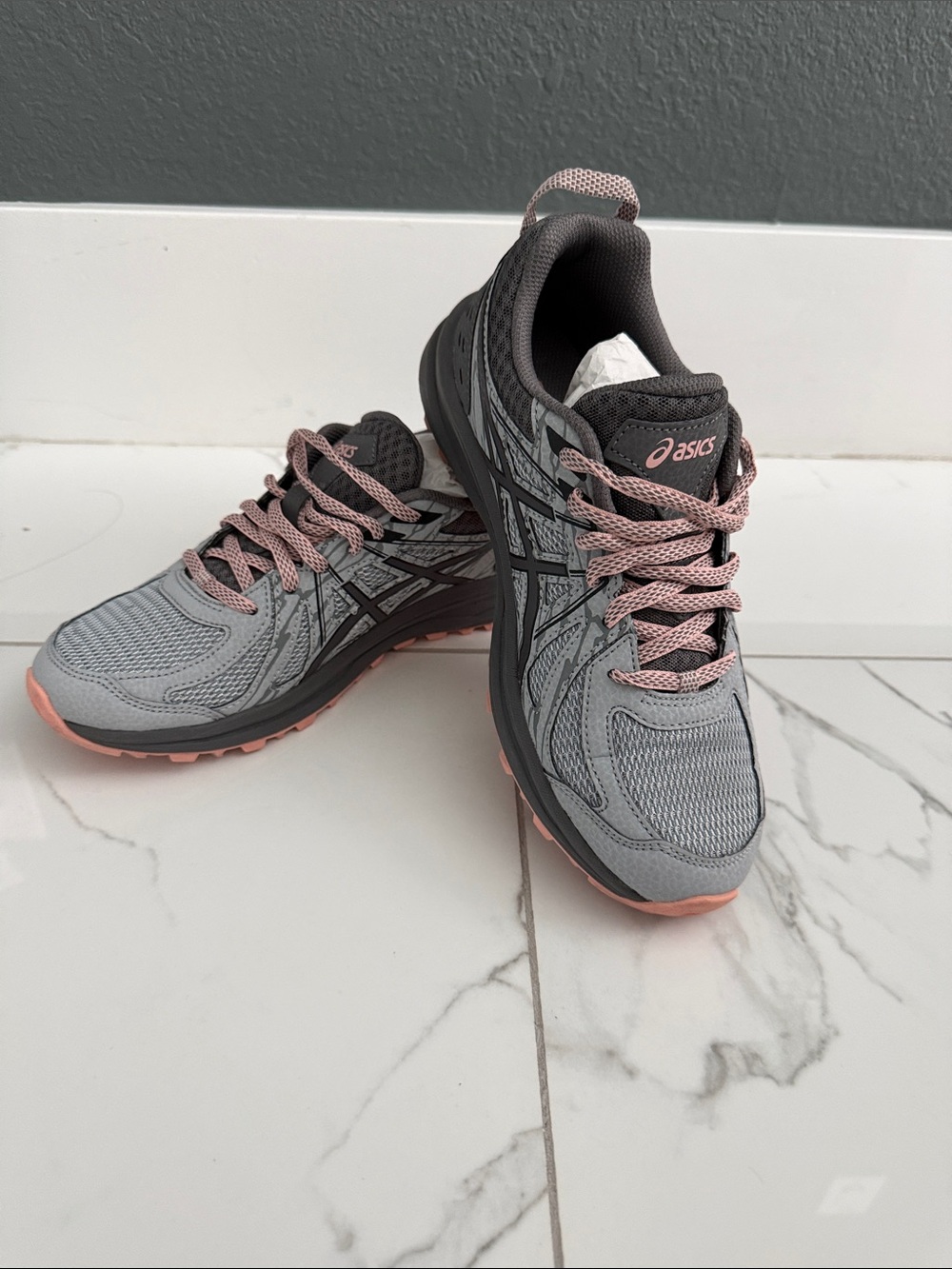 ASICS Women's Gray and Pink Athletic Running Sneakers